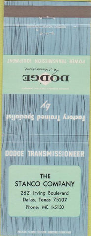 Matchbook Cover - Dodge Transmissions Dallas TX