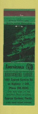 Matchbook Cover - Arrowhead Lodge Cypress Gardens FL Perkins Americana GREEN