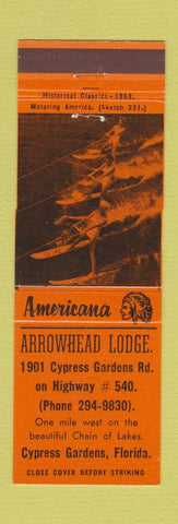 Matchbook Cover - Arrowhead Lodge Cypress Gardens FL Perkins Americana ORANGE