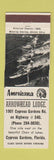 Matchbook Cover - Arrowhead Lodge Cypress Gardens FL Perkins Americana WHITE