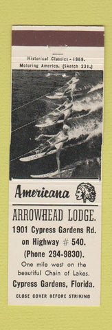 Matchbook Cover - Arrowhead Lodge Cypress Gardens FL Perkins Americana WHITE