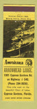 Matchbook Cover - Arrowhead Lodge Cypress Gardens FL Perkins Americana YELLOW