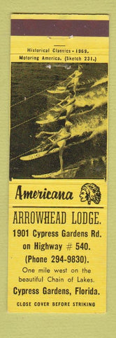 Matchbook Cover - Arrowhead Lodge Cypress Gardens FL Perkins Americana YELLOW