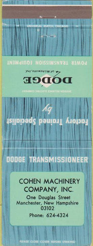 Matchbook Cover - Dodge Transmissions Manchester NH