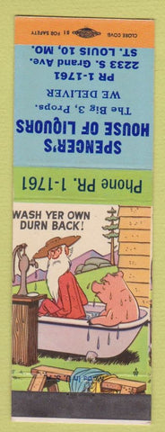 Matchbook Cover - Spencer's House of Liquor St Louis MO hillbilly