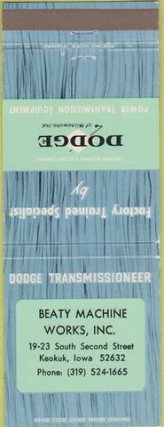 Matchbook Cover - Dodge Transmissions Keokuk IA