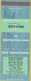 Matchbook Cover - Dodge Transmissions Bakersfield South Gate Orange CA