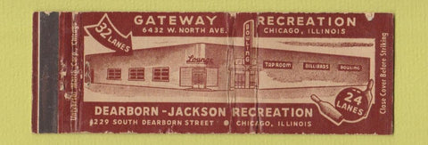 Matchbook Cover - Gateway Recreation Chicago IL WEAR Full Length