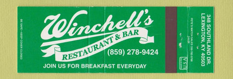 Matchbook Cover - Winchell's Restaurant Bar Lexington KY Full Length