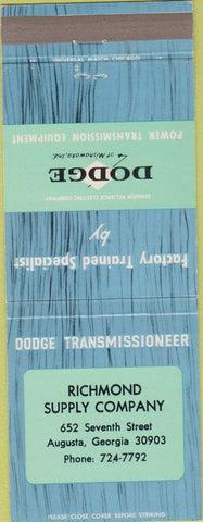 Matchbook Cover - Dodge Transmissions Augusta GA