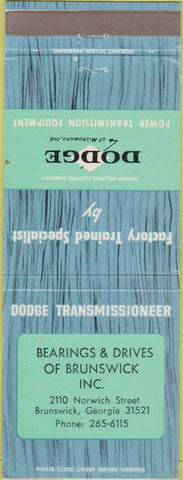 Matchbook Cover - Dodge Transmissions Brunswick GA