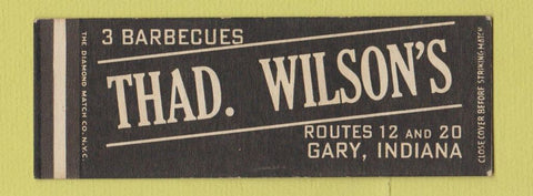 Matchbook Cover - Thad Wilson's BBQ Gary IN SAMPLE Full Length