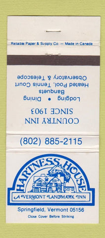 Matchbook Cover - Hartness House Springfield VT WEAR 30 Strike