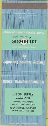 Matchbook Cover - Dodge Transmissions Denver CO Rock Springs WY