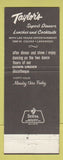 Matchbook Cover - Taylor's Supper Club Lakewood Colorado