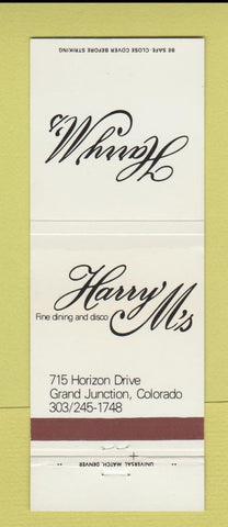 Matchbook Cover - Harry M's Disco Restaurant Grand Junction Colorado