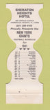 Matchbook Cover - New York Giants Sheraton Hotel Hasbrouck Heights NJ