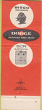 Matchbook Cover - Dodge Transmissions Salt Lake City UT