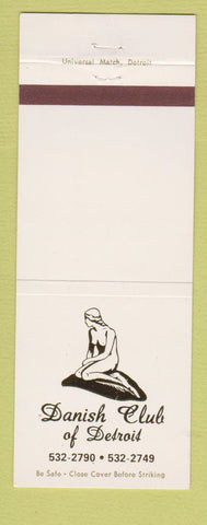 Matchbook Cover - Danish Club of Detroit MI girlie WHITE #1