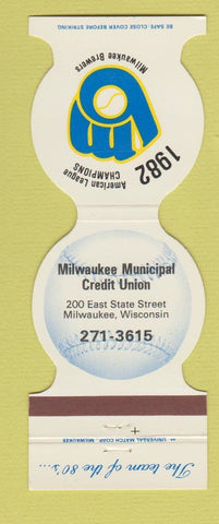 Matchbook Cover - 1983 Milwaukee Brewers Credit Union WI