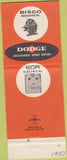 Matchbook Cover - Dodge Transmissions Augusta GA