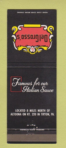 Matchbook Cover - Del Grosso's Tipton PA Italian