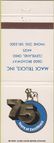 Matchbook Cover - Mack Trucks 75th Anniversary Cleveland OH