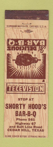 Matchbook Cover - Shory Hood's BBQ Cedar Hill TX WEAR
