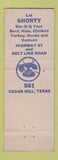 Matchbook Cover - Shory Hood's BBQ Cedar Hill TX WEAR