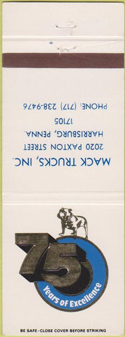 Matchbook Cover - Mack Trucks 75th Anniversary Harrisburg PA