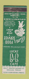 Matchbook Cover - Lucas' B&B Cafe Dallas TX WEAR