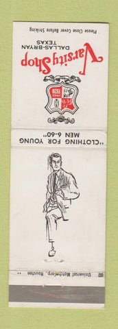 Matchbook Cover - Varsity Shop Men's Clothes Dallas Bryan TX