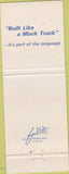 Matchbook Cover - Mack Trucks 75th Anniversary Allentown PA