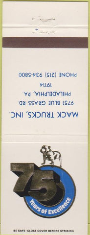 Matchbook Cover - Mack Trucks 75th Anniversary Philadelphia PA