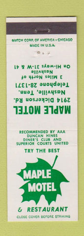 Matchbook Cover - Maple Motel Nashville TN