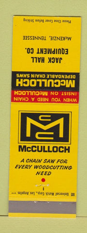 Matchbook Cover - McCulloch Chain Saws Jack Hall McKenzie TN