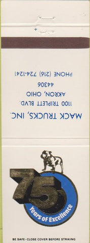 Matchbook Cover - Mack Trucks 75th Anniversary Akron OH