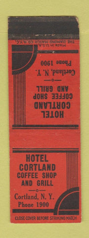 Matchbook Cover - Hotel Cortland NY low phone # WEAR