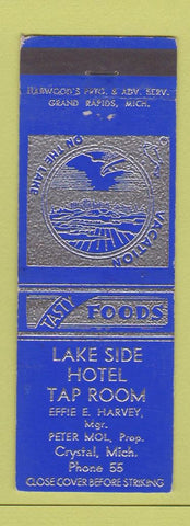 Matchbook Cover - Lake Side Hotel Tap Room Crystal MI low phone #