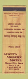 Matchbook Cover - Scott's Modern Motel Mason City IA low phone #
