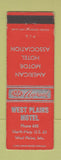 Matchbook Cover - West Plains Motel MO low phone # WEAR