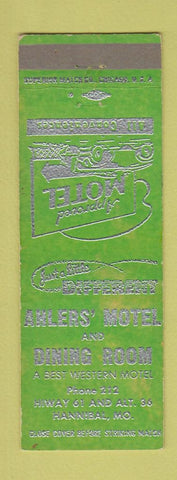 Matchbook Cover - Ahlers' Motel Dining Room Hannibal MO low phone #