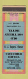 Matchbook Cover - Concord Hotel Natchez MS low phone # Old Southern Hotel