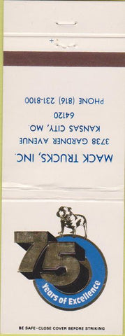 Matchbook Cover - Mack Trucks 75th Anniversary Kansas City MO