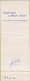 Matchbook Cover - Mack Trucks 75th Anniversary Kansas City MO