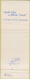 Matchbook Cover - Mack Trucks 75th Anniversary Jacksonville FL CREASE