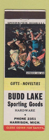 Matchbook Cover - Budd Lake Sporting Goods Harrison MI low phone # hardware