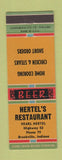 Matchbook Cover - Hertel's Restaurant Brookville IN low phone #