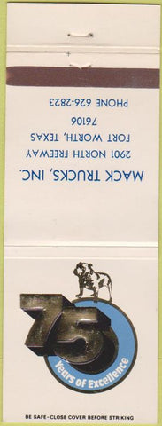 Matchbook Cover - Mack Trucks 75th Anniversary Fort Worth TX
