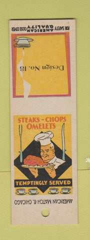 Matchbook Cover - American Match For Safety SAMPLE Steaks Restaurant Design #18